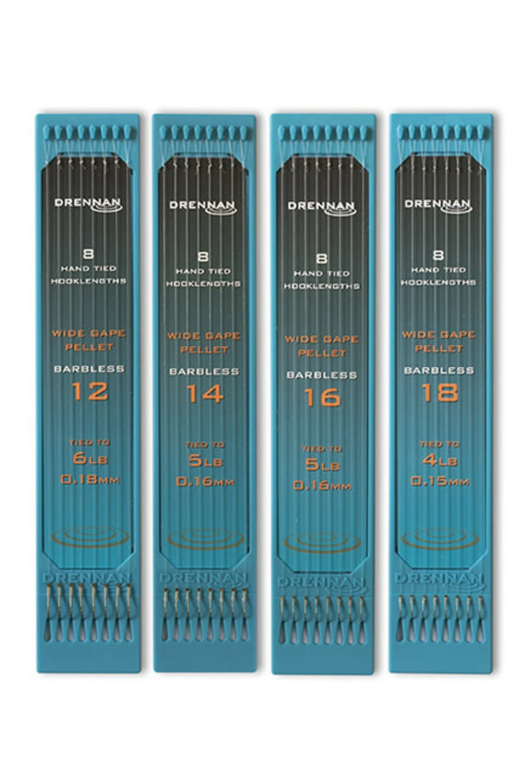 Drennan Hand Tied Hooklengths Wide Gape Pellet Barbless Haak 12 0.18mm 1 Drennan Hand Tied Hooklengths Wide Gape Pellet Barbless Haak 12 0.18mm