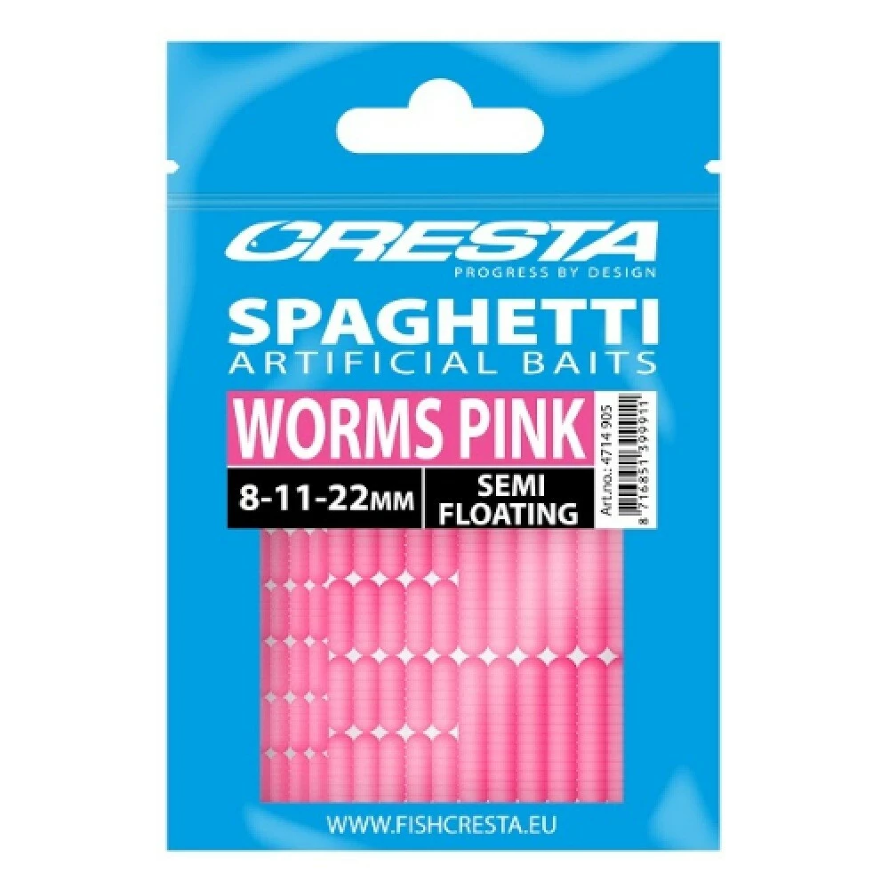 Cresta Spaghetti Worms Pink Semi Floating 8-11-22mm 1 Cresta Spaghetti Worms Pink Semi Floating 8-11-22mm