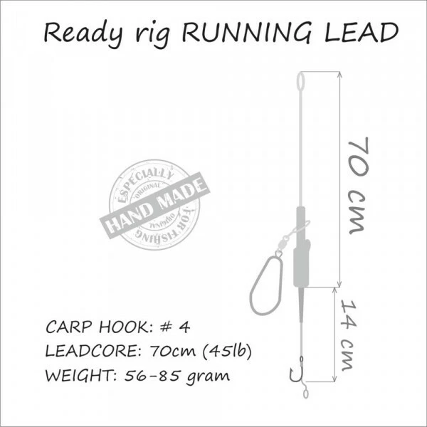 Life Orange Carp Rigs - Running Lead 3oz/85g Hook 4 2 Life Orange Carp Rigs - Running Lead 3oz/85g Hook 4 - Afbeelding 2