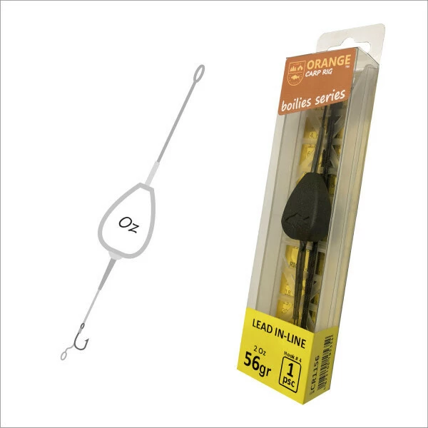 Life Orange Carp Rigs - Inline Lead 3oz/85g Hook 4 1 Life Orange Carp Rigs - Inline Lead 3oz/85g Hook 4